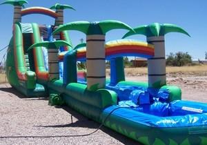 Tropical 65 Ft. L x 22 Ft. H Double Lane Water Slide Tropical 65 Ft. L x 22 Ft. H Double Lane Water Slide